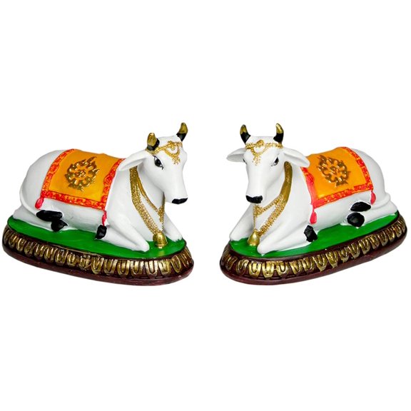 Sacred Cow Statue 3.25" Set of two Kamadhenu, Surabhi Cows (K82R)