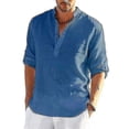 thumbnail image 2 of Men's Long Sleeved Linen Shirt, Cotton And Linen Casual Shirt, S-5xl Top, 2 of 3