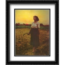 The Song of the Lark 2x Matted 22x28 Large Black Ornate Framed Art Print by Jules Breton