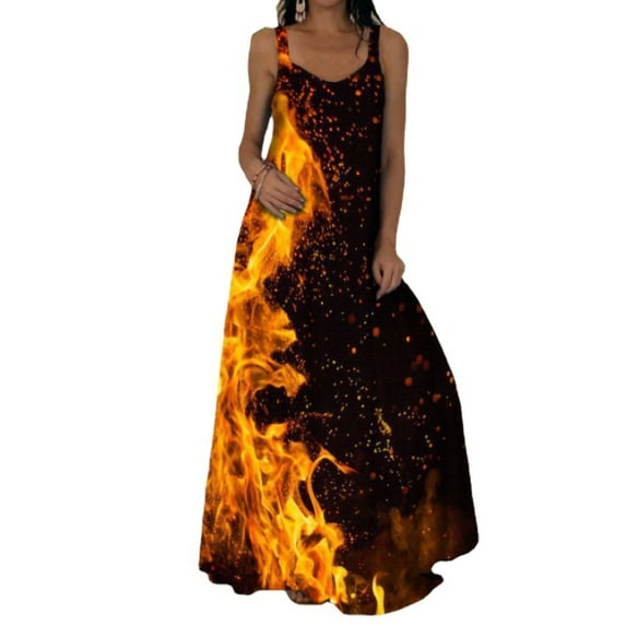 Beiwei Women Swing Crew Neck Summer Beach Sundress Crew Neck Casual Long Dress Ladies Gradient Bohemian Maxi Dresses