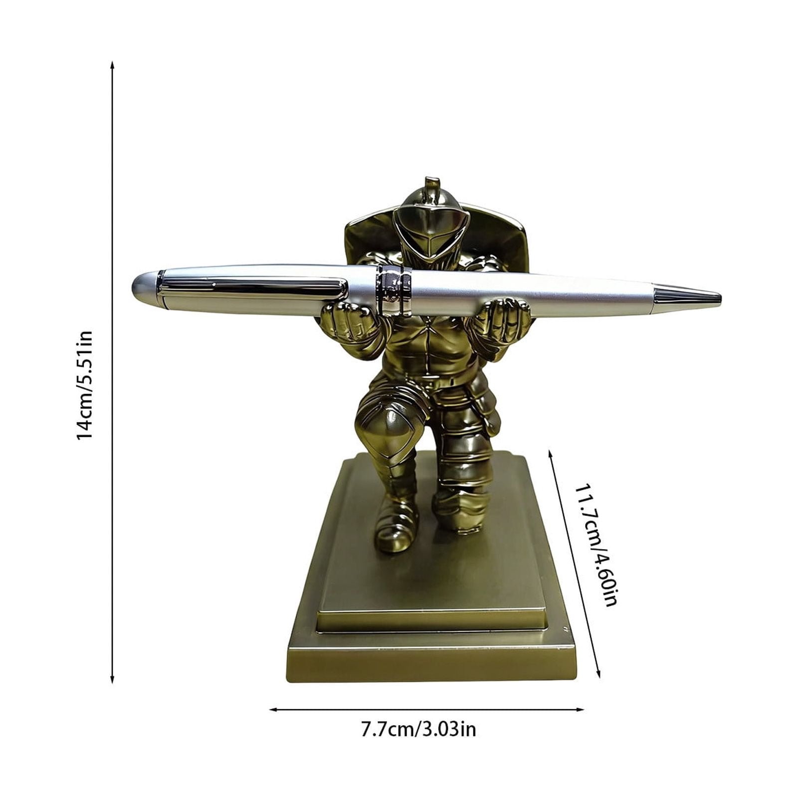 Shield Knight Resin Desktop Organizer with Medieval Theme Multi-Purpose Desk Accessory for Phone Display Pen Storage and Book Holding Vintage Style Decoration for Office and Home Decor