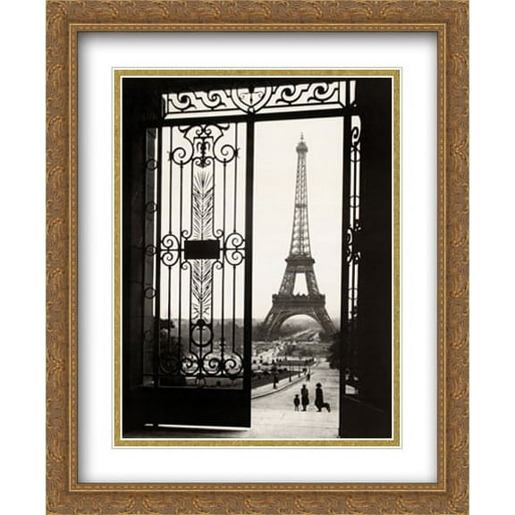 Views of Paris - The Eiffel Tower, 1925 2x Matted 28x36 Large Gold Ornate Framed Art Print