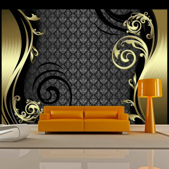 Tiptophomedecor Glam Wallpaper Wall Mural - Golden Curtain