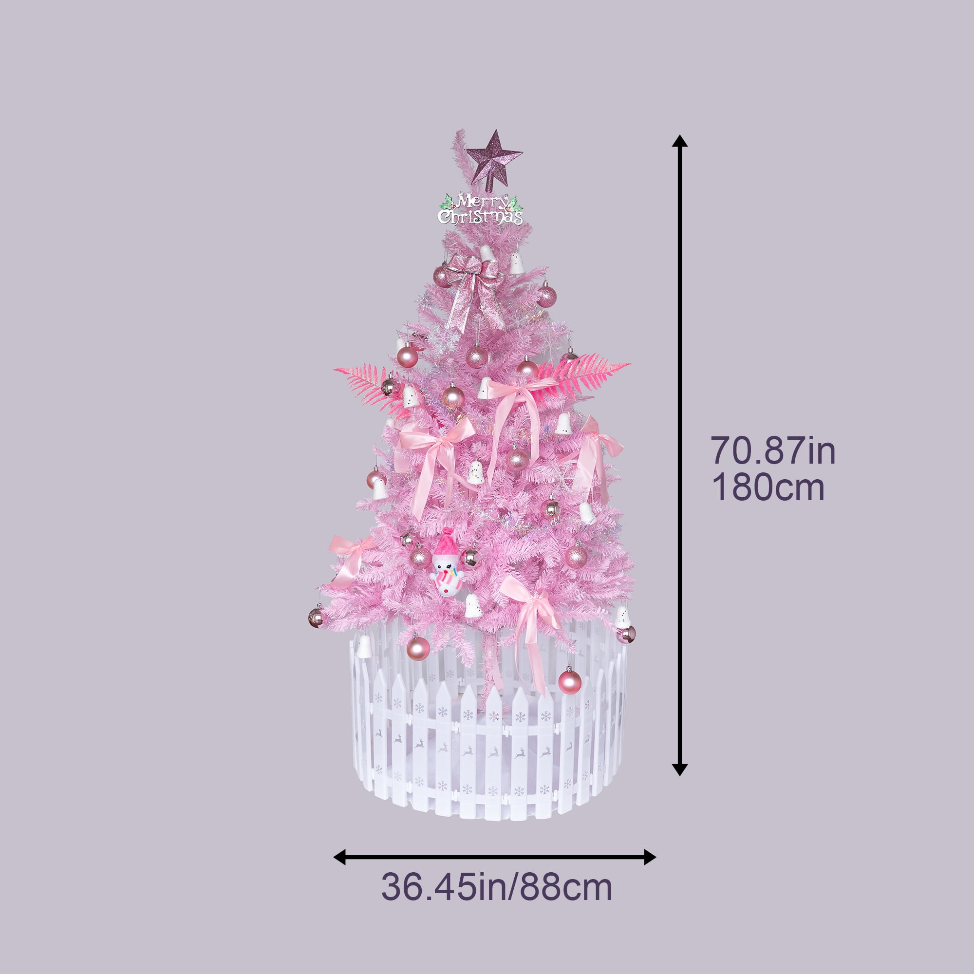 Pink Pencil Christmas Tree 6ft Slim PVC Flame Retardant Metal Base Small Space Holiday Decor
