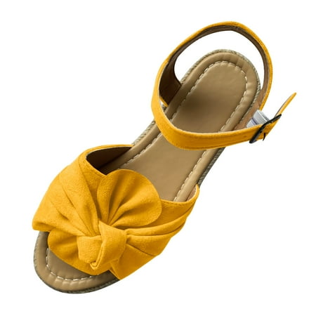 

Wandatree Womens Summer Sandals Open Toe Casual Platform Wedge Shoes Casual Fashion Bow