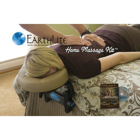 EARTHLITE Home Massage Kit - Deluxe Adjustable Headrest & Face Pillow / Home & Family Massage Made Easy with instructional DVD
