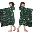 thumbnail image 4 of Math Equations Physics Icons Green Pattern Hooded Bath Towel，50"x30" for Ages 3 To 12 Kids, Quick Dry Lightweight Soft Microfiber Hood Beach Towel Cover Up for Kids, 4 of 7