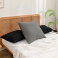 thumbnail image 3 of BESTOUCH 100% Washed Cotton Full Body Pillowcase Linen Feel Soft Breathable 1Pcs with Envelope Closure Solid Deep Black 20x54 Inches, 3 of 6