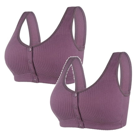 DavidCloth 2 Packs Womens No Steel Ring Front Womens Bras No Underwire plus Size Close Bra T Back Womens plus Size Bras Womens Bras No Underwire Padded Plus Size Seamless Unlined Bra For Large Bust W
