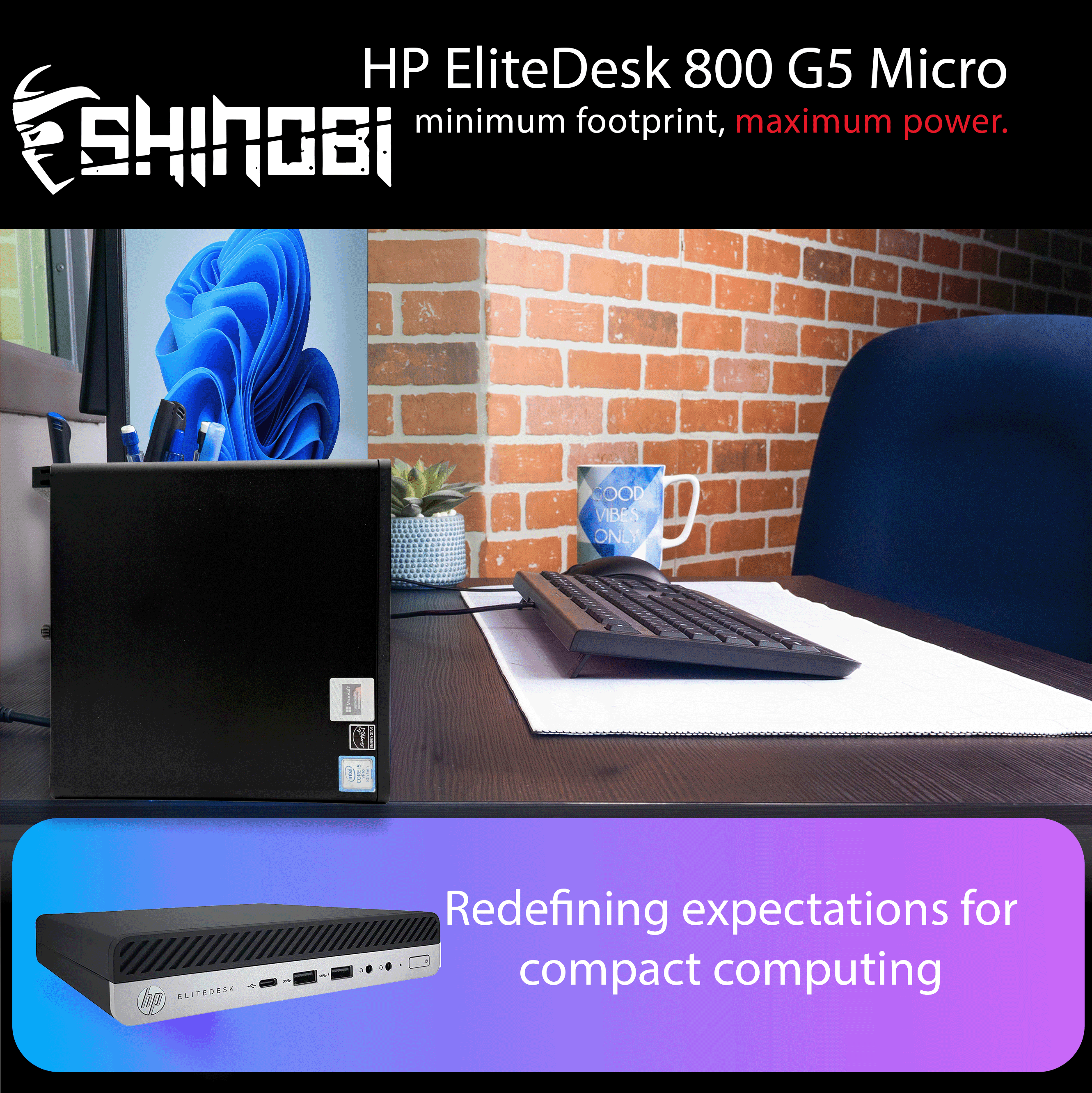 Restored HP EliteDesk 800 G5 Mini PC | Intel Core i5-9500T | 8GB RAM | 256GB SSD | Wi-Fi+ BT | Windows 11 Pro | Mini Desktop Computer (Refurbished)