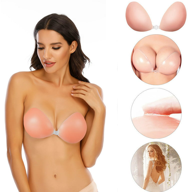 STTOAY Self Adhesive Strapless Bra Silicone Push Up Bra Reusable for Girls  and Women, Cup B