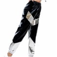 thumbnail image 7 of XFLWAM Womens Shiny Metallic High Waist Stretchy Jogger Pants Hip Hop Club Wear Holographic Trousers Sweatpant Black S, 7 of 7