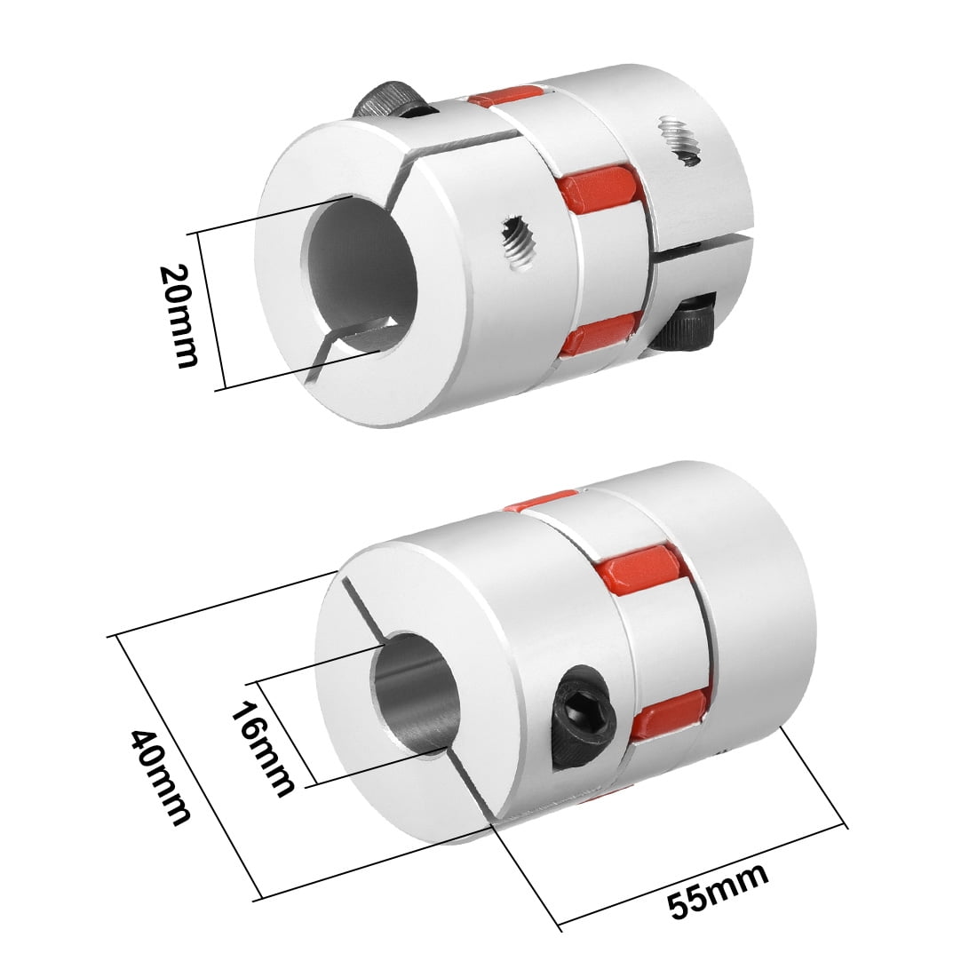 uxcell Shaft Coupling 10mm to 12mm Bore L55xD40 Flexible Coupler Joint for Servo Stepped Motor