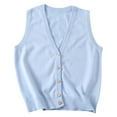 thumbnail image 2 of Boys Girls Knit Vest Cotton Kids V Neck Sweater Tank Top School Uniform Sleevelss Jumper Girls Boys Knitwear Pullover Sweater Vest Light Blue 13-14 Years, 2 of 5