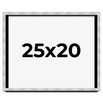25x20 Frame Brushed Silver Solid Wood Picture Frame | 0.75 Inch Moulding Width | Rabbet Depth 0.75
