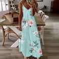 thumbnail image 2 of Wycnly Formal Dresses for Women Fashion High Waist Swing Tunic Strap Maxi Sundress for Beach V-Neck Sleeveless Daisy Print 2025 Summer Long Dress Sky Blue l, 2 of 5