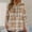 A01_Checked Khaki, variant on Women's Plaid Graphic Hoodies Flannel Sweatshirt Long Sleeve Checkered Print Pullover Sweater Blouses Color Block Blouses Tops