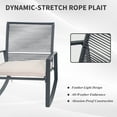 thumbnail image 4 of Outdoor Patio Bistro Metal Rocking Conversation Set with Table, Weatherproof Rope & Steel, Removable Cushion Covers, Anti-Tip Rocking Chairs for Balcony Porch, 4 of 7