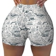thumbnail image 2 of Gukieu Vintage Sailboats Print Women's Sports Shorts, Elastic Waist High Stretch Running Yoga Gym Sweatpants-Medium, 2 of 8