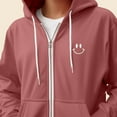 thumbnail image 5 of Dalix Smile Face Embroidered Zip Hoodie Fleece Long Sleeve Pocket Warm Soft Mens in Mauve M Medium, 5 of 5