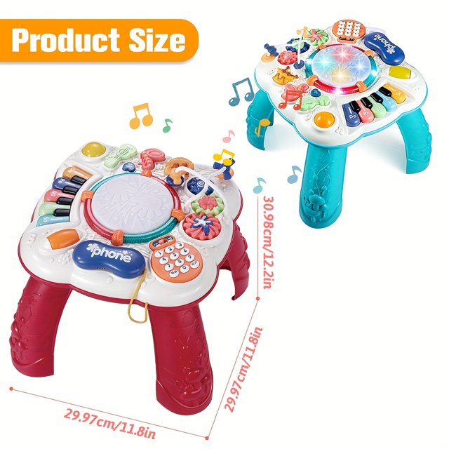 Baby Toy Multi-Functional Music Activity Table/Learning Developing Early Education Baby Toddler Toy Desk, Sturdy, And Fun For 6 -18 Months Baby Birthday Gift, Random Color