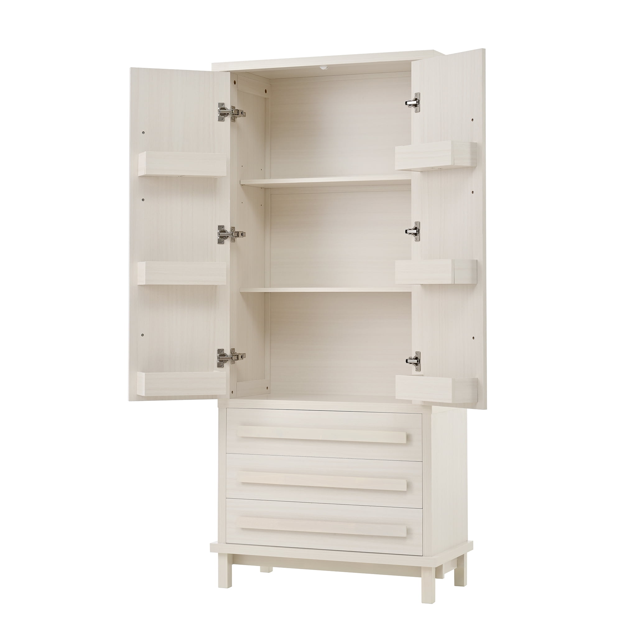 Euroco 70" Kitchen Pantry Cabinet,Large Food Storage Pantry Cabinet with 2 Cabinet Shelves,6 Door Shelves & 3 Drawers,Freestanding Tall Cupboard for Kitchen, Dining Room, Living Room, Bathroom,White