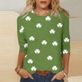 thumbnail image 2 of Women's Tops, Tees & Blouses Petite,Saint Patricks Day for Women Shamrock 3/4 Sleeve Shirt Funny Irish Graphic Tee Spring Party Tops, 2 of 5