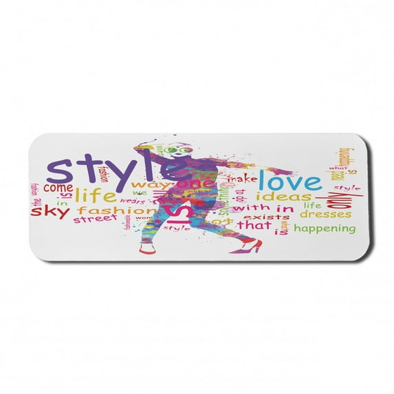 Fashion Computer Mouse Pad, Woman Silhouette with Colorful Stains Love Dresses Happiness Theme Print, Rectangle Non-Slip Rubber Mousepad Large, 31" x 12" Gaming Size, Multicolor, by Ambesonne