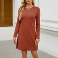 thumbnail image 4 of Guieoi Dress for Women Clearance under $10.00 Plus Size Women's Solid Long Sleeve Pullover Round Neck Dress Red Black*Friday/Cyber*Monday Clearance, 4 of 5