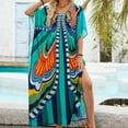 thumbnail image 2 of Tqyyweavej Women Floral Print Kaftan Dresses Plus Free Size Lightweight Beach Cover Up Casual Long Popular Swimsuits Coverups, 2 of 7