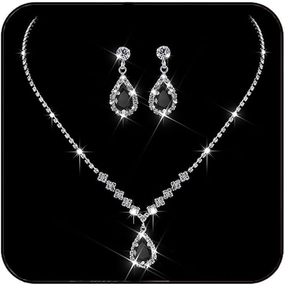DESIGNICE Bride Silver Bridal Necklace Earrings Set Crystal Wedding Jewelry Set Rhinestone Choker Necklace for Women(Set of 3)