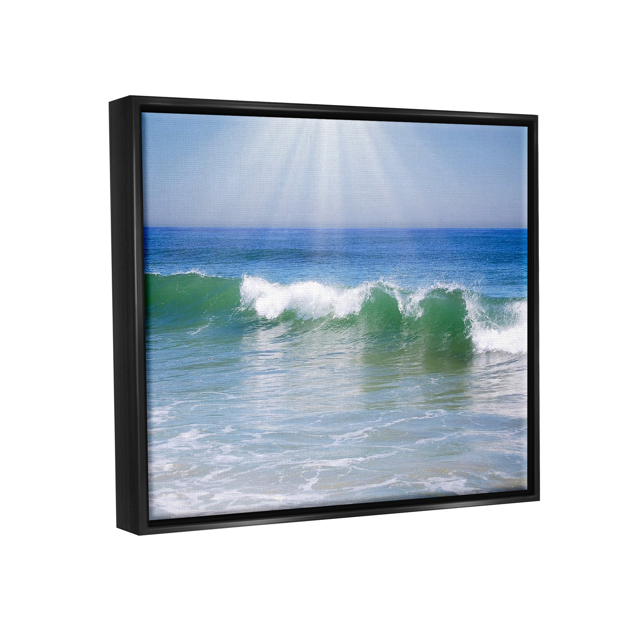 Stupell Industries Rolling Ocean Waves Photography Nature Photography Black Floater Framed Art Print Wall Art, 31 x 25