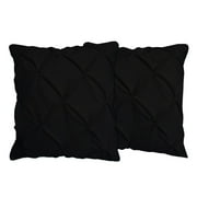 Set of 2 Pinch Pleat Pillow Shams (Throw 22 x 22, Black) 1800 Series Brushed Microfiber - Wrinkle & Stain Resistant Decorative Bed Pillow Shams by The Great American Store