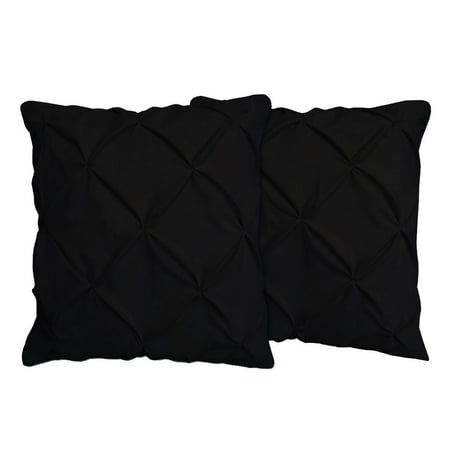 Set of 2 Pinch Pleat Pillow Shams (Throw 22 x 22, Black) 1800 Series Brushed Microfiber - Wrinkle & Stain Resistant Decorative Bed Pillow Shams by The Great American Store