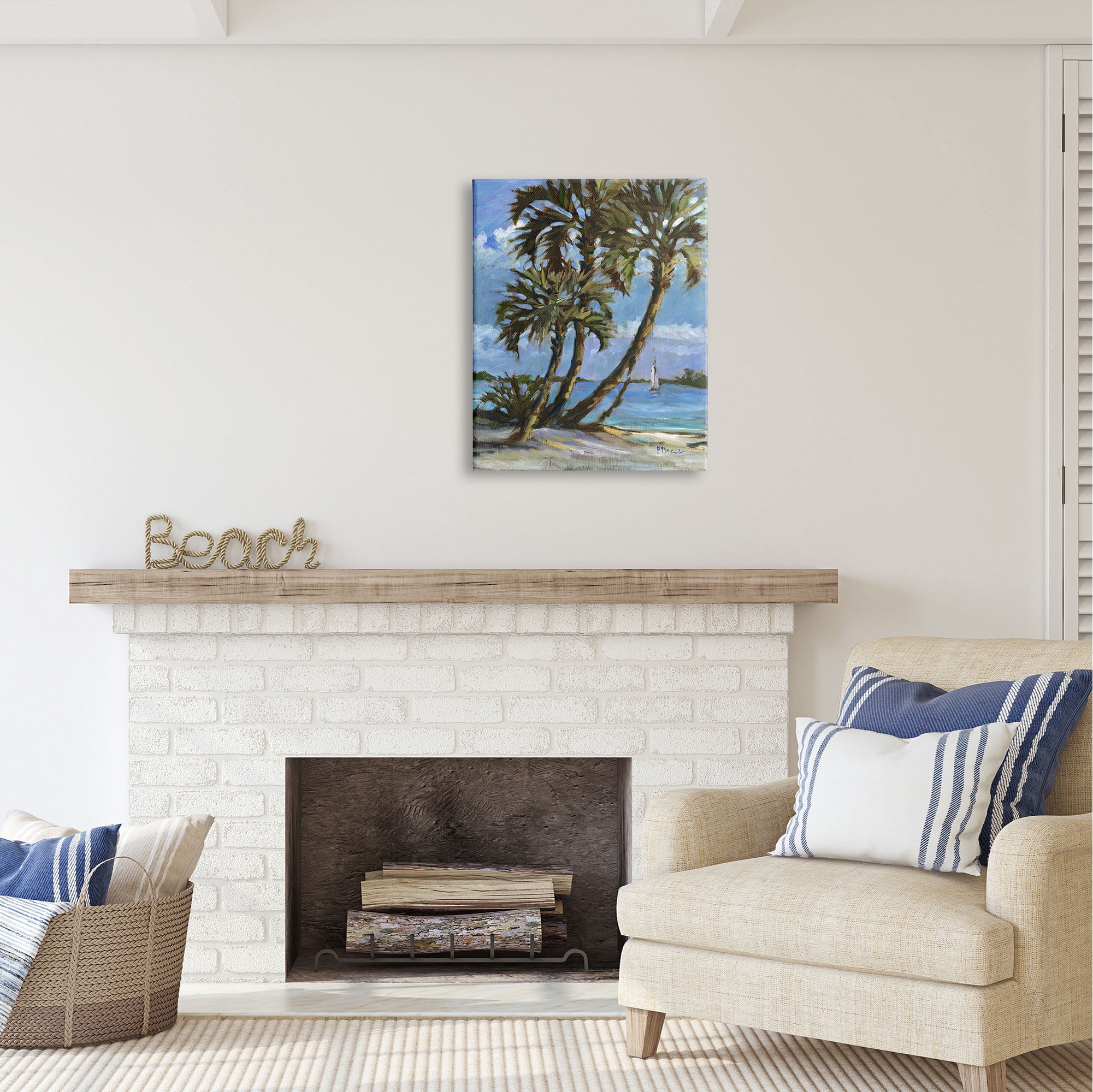 Stupell Industries Sailboat Tropical Shore Transportation Painting Gallery Wrapped Canvas Print Wall Art, 24 x 30