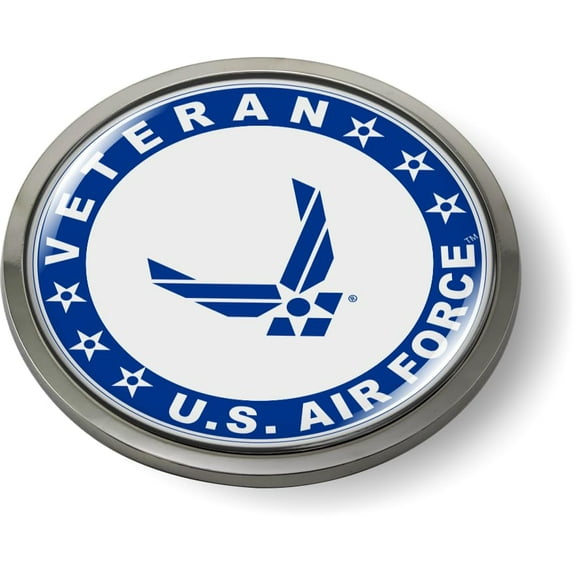 [Officially Licensed Product] - U.S. Air Force Veteran Logo 3D Domed CAR Emblem Badge Sticker Round