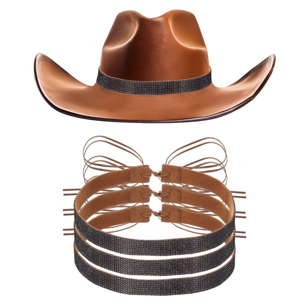 Banda de Sombrero de Strass de 4 Piezas, Cinturón Brillante para Sombreros de Vaquero para Mujeres y Hombres (Negro)