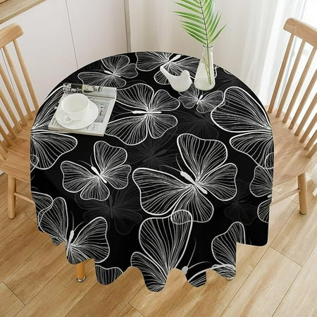 

Ethyie Pink Purple Butterfly Table Cloth Spring 60 Inch Waterproof Round Tablecloth Washable Table Cover for Kitchen Outdoor Valentines Day Decor