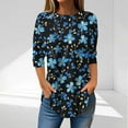 thumbnail image 2 of CYMMPU 3/4 Sleeve Blouses for Women Dressy Casual Spring Tops Loose Fit Tunic Tops Floral Printed Summer Trendy Shirts Crew Neck Hide Low Hem Plus Size T-Shirts XXL, 2 of 5