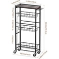 thumbnail image 3 of 4 Tier Slim Rolling Storage Cart with Pull-Out Baskets, Narrow Sliding Storage Laundry Cart, Slim Laundry Rolling Cart Between Washer and Dryer Storage, Laundry Storage Cart (Black), 3 of 14