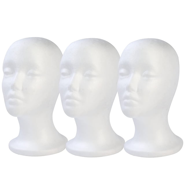 BALABALA 3 Piezas Cabeza de Peluca de Espuma Maniquí Femenino de Espuma de Poliestireno Soporte para Postizos Soporte para Cosméticos Modelo Cabeza Peluca Exhibición para Estilo Modelo Exhibición Somb