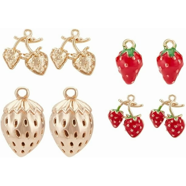Colgante chapado en oro de 18 quilates con forma de corazón, fruta y circonitas, de latón, ideal para pendientes y collares de boda.