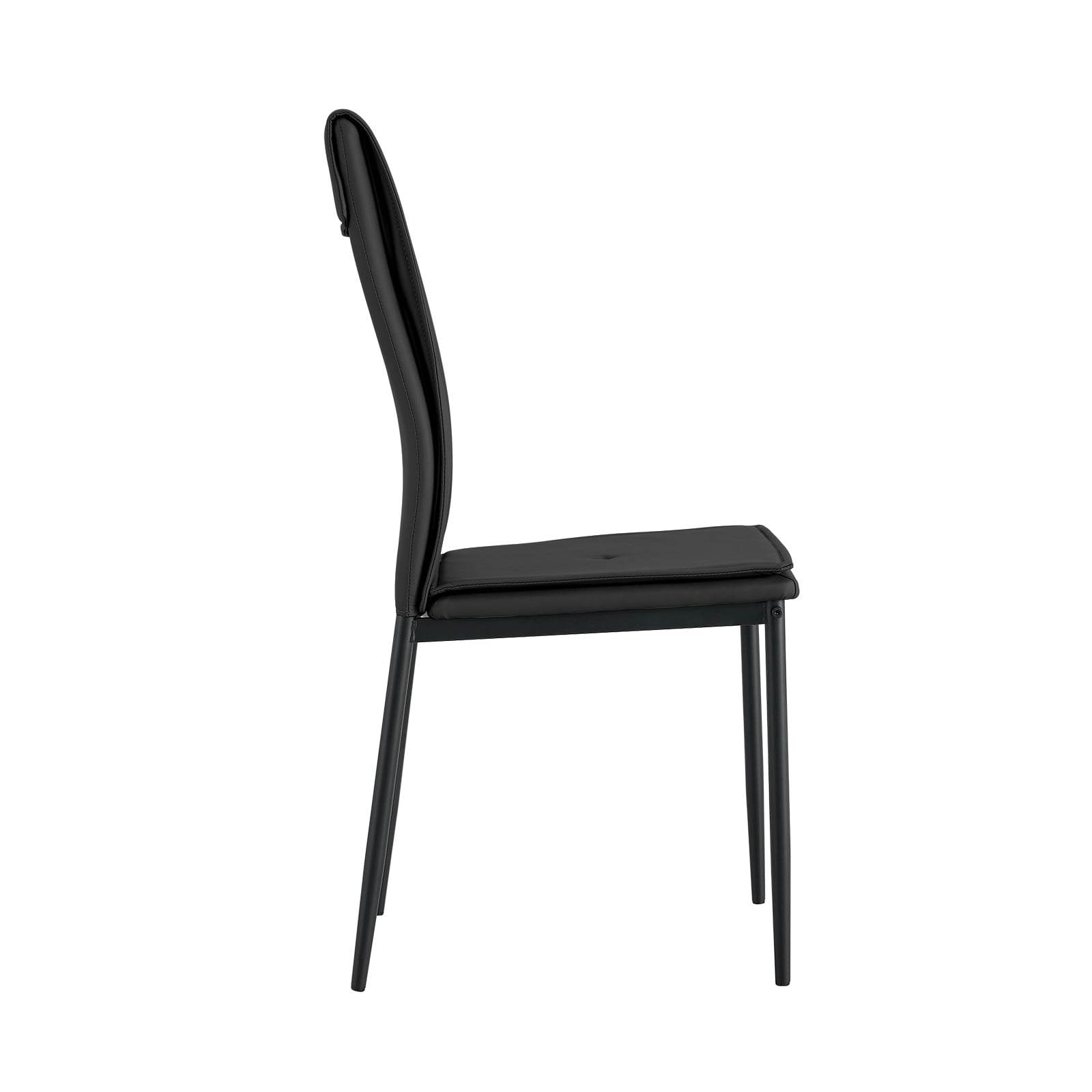 Resenkos Modern Leather Dining Chairs Set of 4 with Metal Legs, Upholstered Side Chairs for Dining Room Kitchen, Black