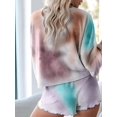 thumbnail image 2 of Selfieee Women's Tie Dye Loungewear Pajama Sets Drawstring Shorts and Shirts 30002 Green Medium, 2 of 3