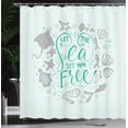 thumbnail image 3 of Ambesonne Nautical Shower Curtain, Letterings Shellfish Print, 69"Wx70"L, Dark Seafoam, 3 of 4