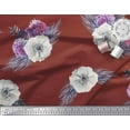 thumbnail image 3 of Soimoi Red Cotton Duck Fabric Leaves & Anemone Floral Printed Fabric 1 Yard 42 Inch Wide, 3 of 3