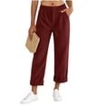 thumbnail image 4 of Sevevn Women's Fall Corduroy Pleated Draped Straight-Leg Roll-Cuff Pants Versatile Comfortable Casual Outdoor Pants with Pockets, 4 of 9