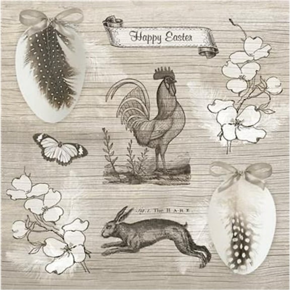 Vintage Easter Napkins VINTAGE HAPPY EASTER 40pcs Lunch Napkins, Decoupage Paper Vintage, Easter Napkins Paper, Disposable Napkins Decorative, Vintage Floral Napkins Paper