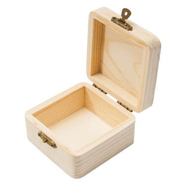 Wooden Box with Hinged Lid, 3.1 x 3.1 x 1.8 Inch Natural Wooden Boxes Box for Crafts Art and DIY Hobbies, Decorative Box and Home Storage Wooden Keepsake Box Gift