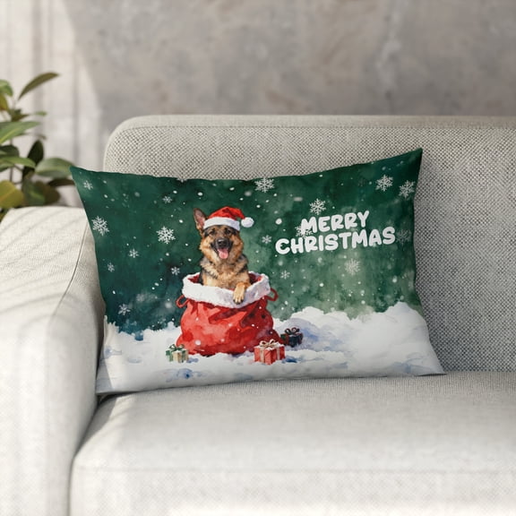 Santa Surprise Gift German Shepherd Merry Cheerful Christmas Pillowcase Double Sided Alsatian Dog Lover Gifts Pillow Case Covers - 12021
